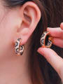 thumb Brass Cubic Zirconia Round Vintage Huggie Earring 1