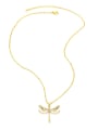 thumb Brass Cubic Zirconia Enamel Dragonfly Vintage Necklace 1