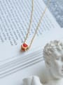 thumb 925 Sterling Silver Square red enamel Love Necklace 1