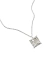 thumb S925 pure silver simple concave convex irregular square Necklace 3