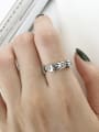 thumb 925 Sterling Silver Heart Vintage  Couple footprints Free size Midi Ring 0