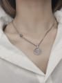 thumb Vintage Sterling Silver With Platinum Plated Simplistic Hollow Round Necklaces 1