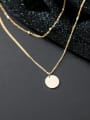thumb 925 sterling silver round minimalist Fashion Round Double Chain  necklace 2