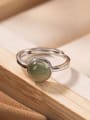 thumb 925 Sterling Silver Jade Round Vintage Band Ring 2