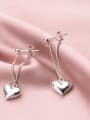 thumb 925 Sterling Silver smooth Heart Minimalist Drop Earring 1