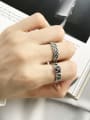 thumb 925 Sterling Silver Cubic Zirconia Black Square Vintage  Chain Free Ssize Band Ring 2