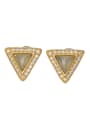 thumb 925 Sterling Silver Jade Triangle Vintage Stud Earring 3