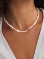 thumb 925 Sterling Silver Freshwater Pearl Irregular Minimalist Beaded Necklace 2