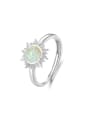 thumb 925 Sterling Silver Synthetic Opal Flower Dainty Band Ring 0