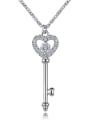 thumb 925 Sterling Silver Cubic Zirconia Key Minimalist Necklace 0
