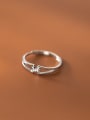 thumb 925 Sterling Silver Rhinestone Geometric Minimalist Band Ring 4