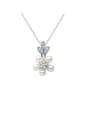 thumb Copper Cubic Zirconia Dainty Pearl flowers  Necklace 0