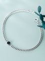 thumb 925 Sterling Silver Black  Round Acrylic Vintage  Cute smiley Link Bracelet 1