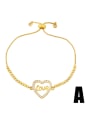 thumb Brass Cubic Zirconia Heart Hip Hop Adjustable Bracelet 0