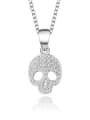 thumb 925 Sterling Silver Cubic Zirconia Skull Cute Necklace 0