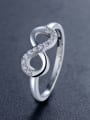thumb 925 Sterling Silver Cubic Zirconia Number 8 Dainty Band Ring 2