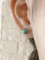 thumb 925 Sterling Silver Turquoise Round Vintage Stud Earring 1
