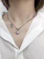 thumb Vintage Sterling Silver With Antique Silver Plated Simplistic Mickey letters Necklaces 2