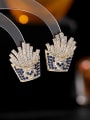 thumb Brass Cubic Zirconia Irregular Luxury Cluster Earring 2