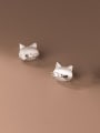 thumb 925 Sterling Silver Cats Eye Cat Cute Stud Earring 4