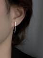 thumb 925 Sterling Silver Geometric Tassel Minimalist Huggie Earring 1