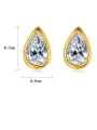 thumb 925 Sterling Silver Cubic Zirconia Water Drop Minimalist Stud Earring 4