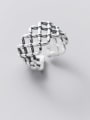 thumb 925 Sterling Silver Hollow Geometric Vintage Band Ring 0