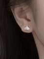 thumb 925 Sterling Silver Cubic Zirconia Crown Minimalist Stud Earring 1