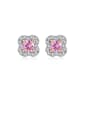 thumb 925 Sterling Silver Cubic Zirconia Pink Flower Dainty Stud Earring 0
