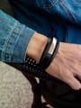 thumb Titanium Black Leather Geometric Minimalist Bracelets 1