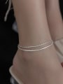 thumb 925 Sterling Silver Irregular Hip Hop Double Layer Anklet 1