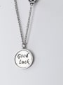 thumb 925 Sterling Silver Letter Vintage Round  Necklace 1