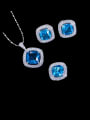 thumb Brass Cubic Zirconia Minimalist Square Earring Ring and Necklace Set 1