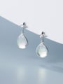 thumb 925 Sterling Silver Glass Stone Water Drop Minimalist Drop Earring 0