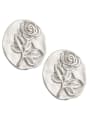 thumb 925 Sterling Silver Geometric Rose flower Vintage Stud Earring 4