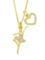 thumb Brass Cubic Zirconia Heart Hip Hop Necklace 1