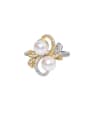 thumb Brass Freshwater Pearl Flower Luxury Band Ring 0