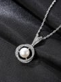 thumb 925 Sterling Silver 3A Zircon Freshwater Pearl Pendant Necklace 2