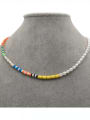 thumb Stainless steel Freshwater Pearl Multi Color Irregular Bohemia Beaded Necklace 2
