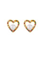 thumb Brass Imitation Pearl Heart Ethnic Stud Earring 0