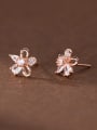 thumb 925 Sterling Silver Cubic Zirconia Flower Dainty Stud Earring 2