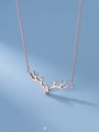 thumb 925 Sterling Silver Cubic Zirconia Deer Minimalist Christmas Necklace 0