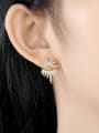 thumb Brass Cubic Zirconia Star Luxury Stud Earring 1