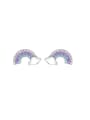 thumb 925 Sterling Silver Cubic Zirconia Rainbow Cute Stud Earring 0