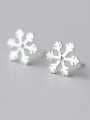 thumb 925 Sterling Silver  Minimalist  Cute snowflake Stud Earring 0