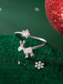 thumb 925 Sterling Silver Cubic Zirconia Deer Cute Christmas  Band Ring 0