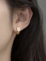 thumb 925 Sterling Silver Glass Stone Geometric Minimalist Huggie Earring 1