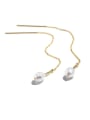 thumb Brass Imitation Pearl Tassel Minimalist Threader Earring 0