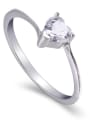 thumb 925 Sterling Silver Cubic Zirconia Heart Minimalist Band Ring 3