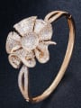 thumb Brass Cubic Zirconia Flower Luxury Band Bangle 3